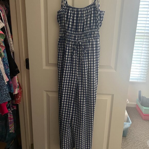 NWT Kate Spade Gingham Jumpsuit Blueberry Size XS - Picture 2 of 3